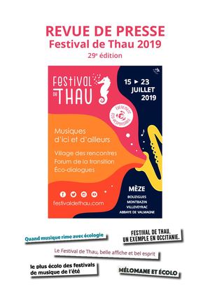 Revue De Presse Festival De Thau 2019  (29e édition)