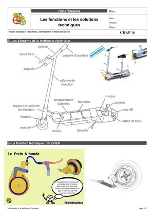 Ressources Fonctions Et Solutions Techniques Trottinette Electrique