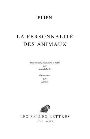 Extrait : Élien - La Personnalité des animaux
