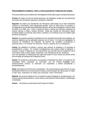 1 Procedimiento General Para La Realización De Proyectos De Grado