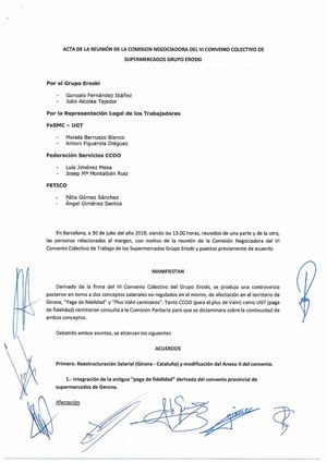 Acuerdo Paga de Fidelidad