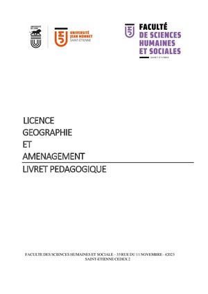 Livret Geographie Licence 2019 2020