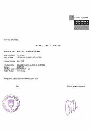 Andres Hurtado Monroy Potrdilo O Vpisu