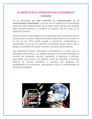 El Impacto De La Tecnologia En El Desarrollo Humano