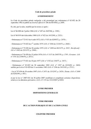 1E - Code De Procédure Pénale - Madagascar