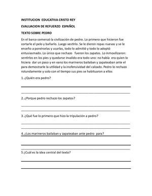 Evaluacion De Refuerzo De Español