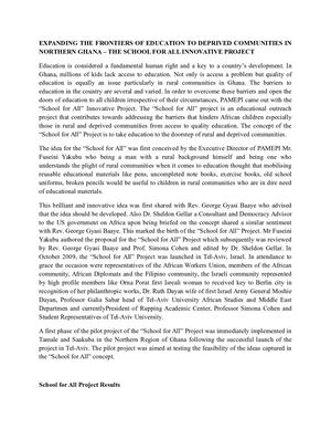 Chronicle Of The School For All Project