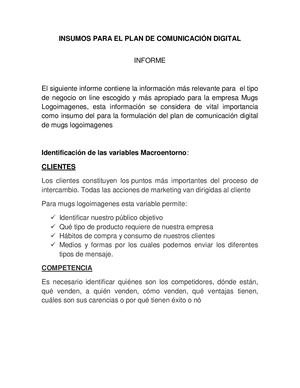 Insumo Para El Plan De Comunicación Digital