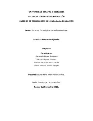 Mini Investigacion Grupo #5 Recursos Tecnologicos Para El Aprendizaje