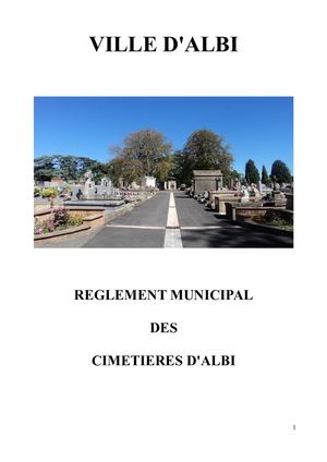 Règlement Des Cimetières De La Ville D'albi