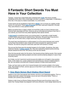 9 Fantastic Short Swords You Must Have In Your Collection