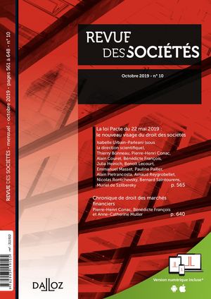 Revue Des Sociétés_N°10_Octobre 2019