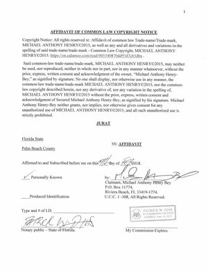 Amended Affidavit Of Common Law Copyright10142019