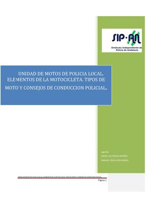 694 UNIDAD DE MOTOS DE POLICÍA LOCAL. ELEMENTOS DE LA MOTOCICLETA. TIPOS DE MOTO Y CONSEJOS DE CONDUCCIÓN POLICIAL.