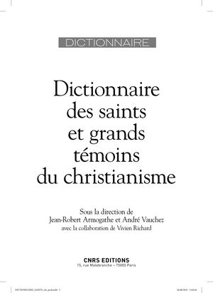 Dictionnaire des saints et grands témoins du christiannisme