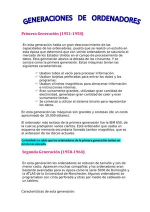 Generaciones De Ordenadores