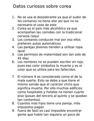 Datos Curiosos Sobre Corea