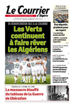 Le Courrier D'algérie Du Jeudi 17 Octobre 2019
