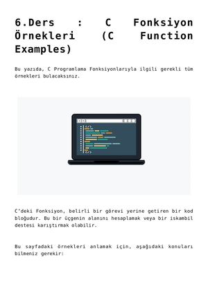 C Fonksiyon Ornekleri C Function Examples