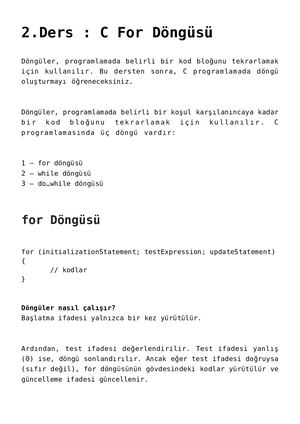 C For Dongusu C For Loop