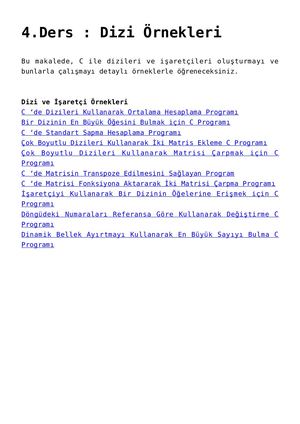 Dizi Ornekleri Array Examples