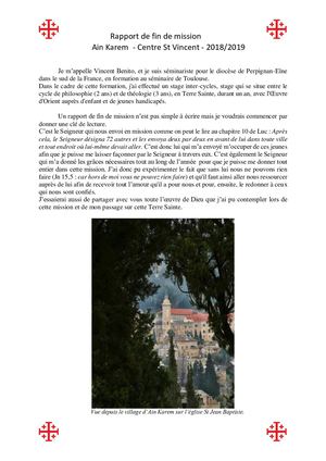 Rapport De Fin De Mission Vincent Benito