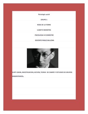 Kurt Lewin Y La Teoría Del Campo
