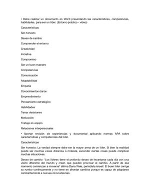 Debe Realizar Un Documento En Word Presentando Las Características