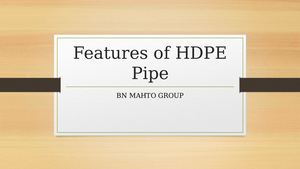Features Of Hdpe Pipe