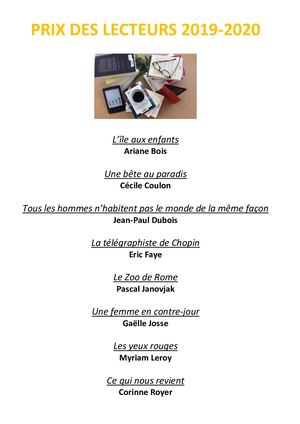 Liste Sélection Prix Des Lecteurs 2019 2020
