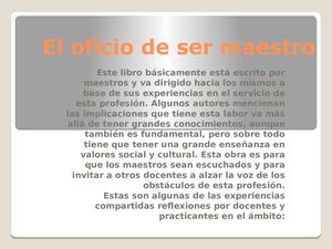 El Oficio De Ser Maestro