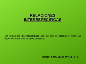 Relaciones Interespecíficas e intraespecificas