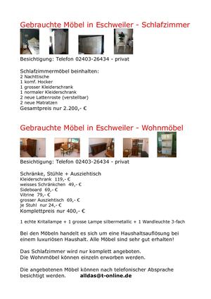 Gebrauchte Möbel in Eschweiler - wertvolle Gebrauchtmöbel