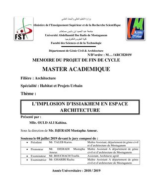 Kahina OULD ALI "Implosion D'issiakhem En Espace Architecturé".