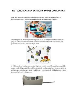 La Tecnologia En Las Actividades Cotidianas