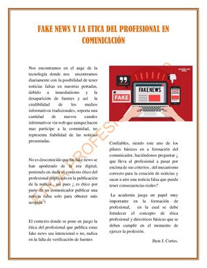 FAKE Y LA ETICA DEL PROFESIONAL EN COMUNICACION