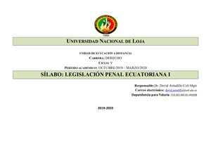 Silabo Legislación Penal Ecuatoriana