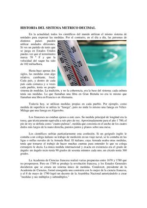 Lectura Historia Del Sistema Metrico