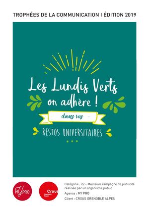 Campagne de communication by My Pro "Lundis Verts - Crous Grenoble Alpes"