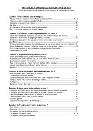 Test : quel genre de lecteur/lectrice es-tu ?