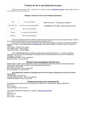 Лекция Глагол To Be в английском языке