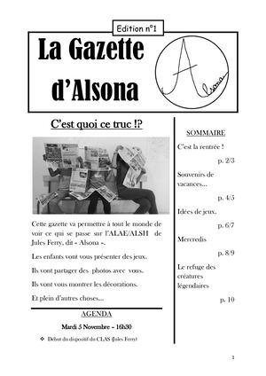 La Gazette D'alsona N°1
