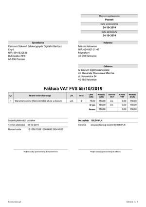 Faktura Vat Fvs 65 10 2019