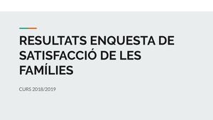 Resultats Enquesta De Satisfacció De Les Famílies 18 19