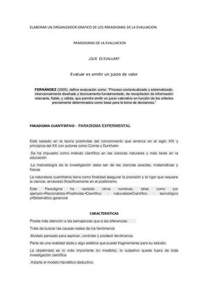 Los Paradigmas De La Evaluacion Organizador Grafico