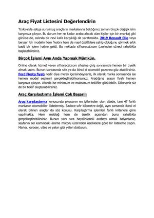 Araç Fiyat Listesini Değerlendirin