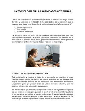 La Tecnología En Las Actividades Cotidianas