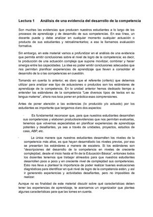 Lectura 1 Análisis De Una Evidencia Del Desarrollo De La Competencia