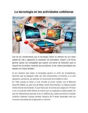 La Tecnología En Las Actividades Cotidianas