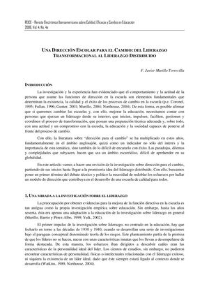 Liderazgo Transformacional Al Liderazgo Distribuido Murillo